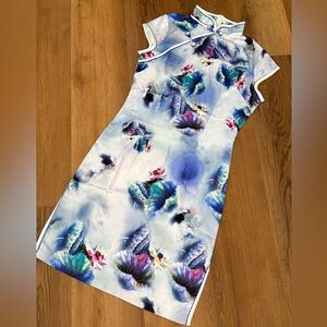 Floral Blue and Purple Women's Dress
